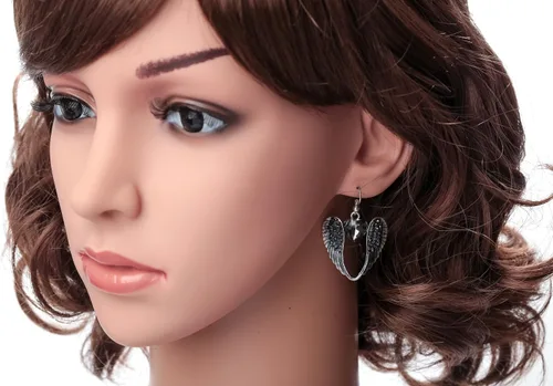 Vista 4 de Pendientes colgantes para mujer, diseño de alas de ángel de la guarda