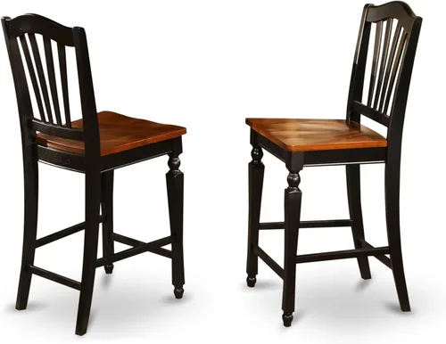 Vista 4 de East West Furniture CHS-BLK-LC Chelsea - Juego de 2 sillas de comedor tapizadas de piel sintética de madera maciza, color negro