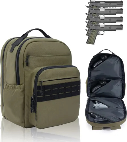 Vista 6 de Mochila de Campo de Tiro Bolsa de Polígono de Tiro para Pistolas y Municiones Fundas de Pistolas con Cremalleras con Cierre Antiexplosión, Táctica