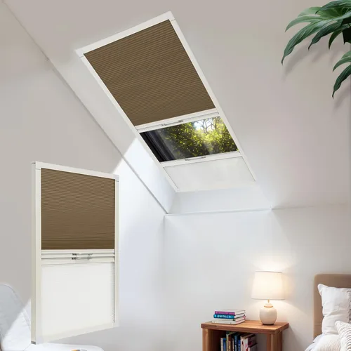 Vista 39 de Persianas de tragaluz con bloqueo de luz para techo, persianas celulares sin cables, aislamiento térmico, persianas de panal para techo, ventanas