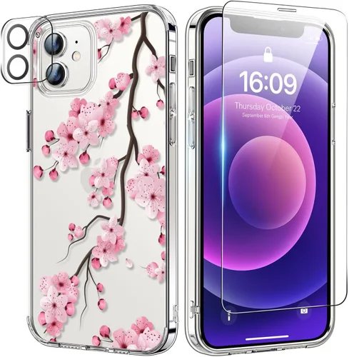 Vista 12 de bicol - Funda para iPhone 11 Pro Max con protector de pantalla y protector de lente de cámara - Diseños florales de moda para mujeres y niñas