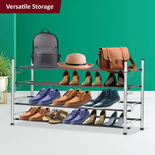 Vista 2 de USTECH Zapatero largo de 4 niveles para armario y dormitorio, estante ancho de metal resistente para almacenamiento de zapatos, organizador