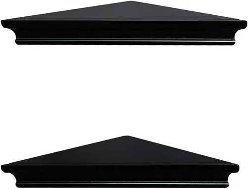 Vista 7 de AHDECOR Estantes esquineros flotantes negros, elegante estante esquinero montado en la pared para exhibición decorativa y almacenamiento