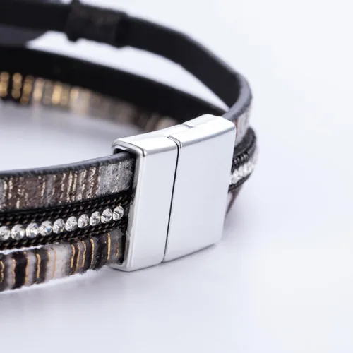 Vista 174 de FANCY SHINY - Pulsera de cuero estilo bohemio, pulsera de cuentas de cristal con cierre magnético, regalos de joyería para mujer