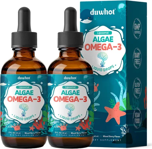 Vista 8 de Algas liposomales Omega 3, vegano EPA DHA para niños y mujeres, 2 onzas