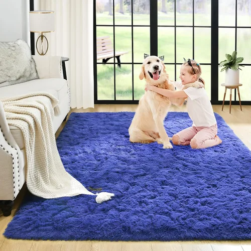 Vista 55 de Noahas Alfombras de Área Grandes y Esponjosas de 5x8 pies para Sala de Estar y Dormitorio, Alfombra Gruesa de Pelo Largo Beige y Blanca, Alfombra