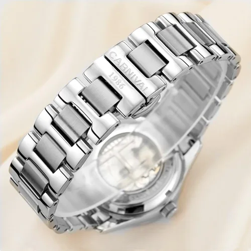 Vista 14 de Reloj mecánico automático para mujer Carnival con banda de acero inoxidable