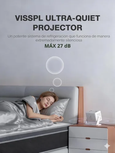 Vista 7 de [Ahora con Netflix y 3500ANSI] Proyector inteligente 4K con WiFi y Bluetooth, enfoque automático y servidor de impresión portátil Keystone, mini