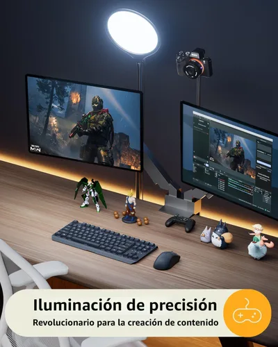 Vista 6 de Anillo de luz de 10.5" con soporte y soporte para teléfono - Trípode de 69 Negro