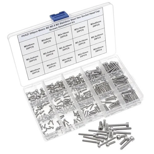 Vista 2 de Metric M2 M2.5 M3 304 - Juego de tornillos de cabeza hexagonal de acero inoxidable Pernos Allen M2/M2.5/M3 6/8/10/16/0.787 in para PCB Electrónica