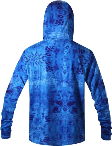 Vista 2 de Sudadera con capucha para pesca con máscara para la cara y protección solar UPF50, de secado rápido, manga larga, camisa de protección solar