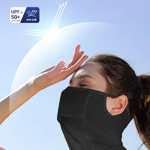 Vista 3 de Máscara facial con protección UV para el cuello, pasamontañas, bandana para mujer, máscara de golf