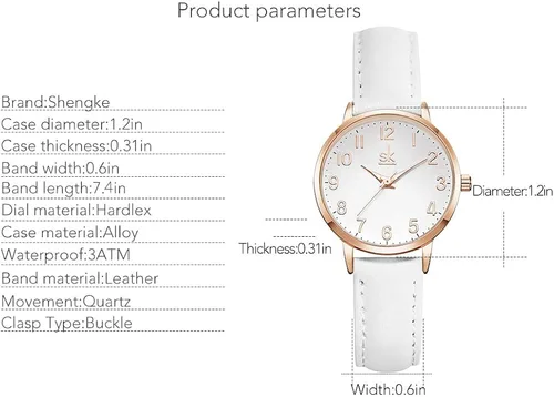 Vista 6 de SHENGKE Women Watches Leather Band Luxury Quartz Watches Girls Ladies Wristwatch Relogio Feminino
