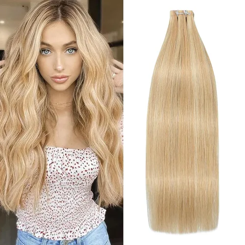 Vista 9 de WindTouch Extensiones de cabello humano con cinta adhesiva, color rojo, 20 unidades, 14 pulgadas, #rojo, 1.06 oz