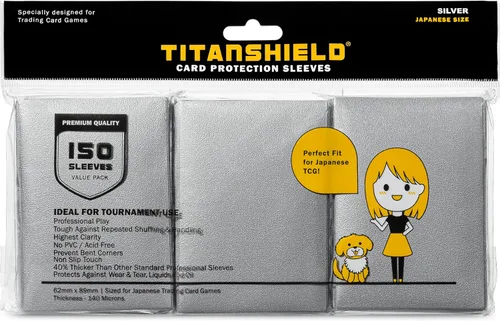 Vista 12 de TitanShield (150 mangas) tamaño pequeño japonés, fundas para tarjetas de comercio para Yu-Gi-Oh, Pelea de cartas Vanguard & More