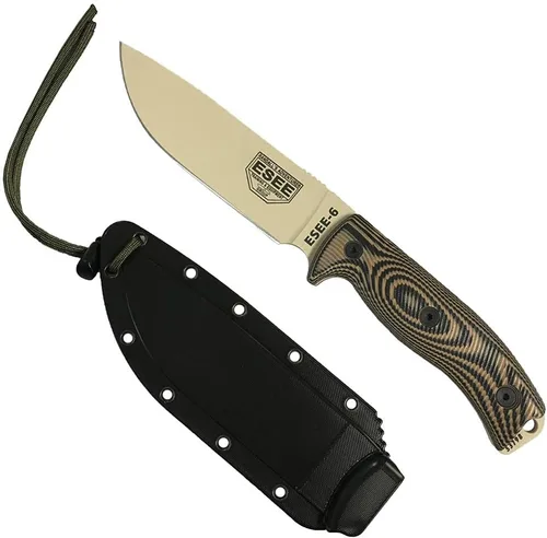 Vista 7 de ESEE-6 - Cuchillo de hoja fija, mango contorneado 3D, acero al carbono 1095, funda de polímero ambidiestro, fabricado en Estados Unidos, talla única
