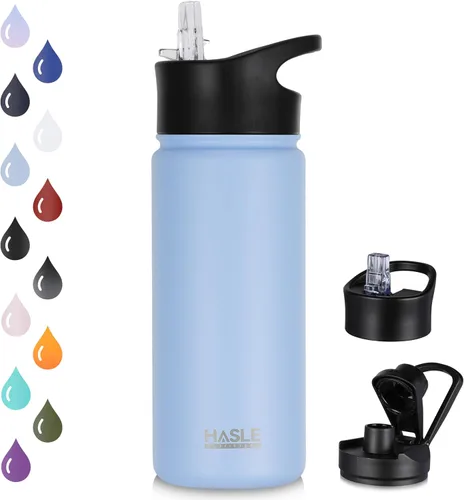 Vista 12 de HASLE OUTFITTERS Botella de agua aislada de 16 onzas para niños, botella de agua de acero inoxidable de doble pared al vacío, a prueba de fugas