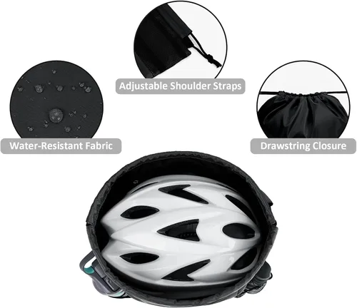 Vista 5 de WANDF Mochila con cordón y almohadilla para el hombro, mochila deportiva para gimnasio con bolsillo de malla para mujeres y hombres, Negro -, Classic