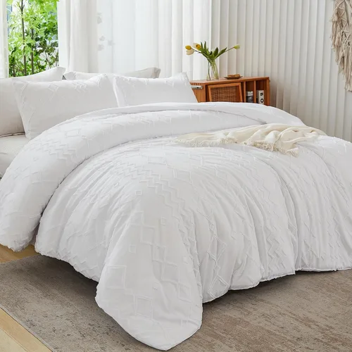 Vista 13 de Andency Edredón individual caqui, ropa de cama geométrica copetuda de 2 01 - Caqui