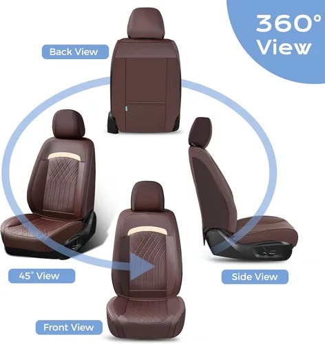 Vista 7 de Fundas de asiento delantero de automóvil, fundas de asiento de cuero para automóviles, protector de asiento de automóvil, impermeable, transpirable