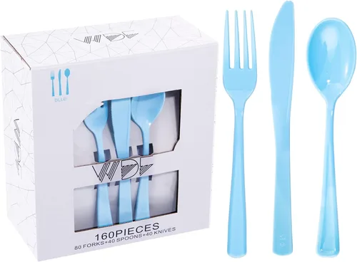 Vista 18 de WDF 100 cucharas de plástico plateadas desechables, cubiertos de plata barrocos de 6.93 pulgadas para pastel de postre, cucharas de plástico
