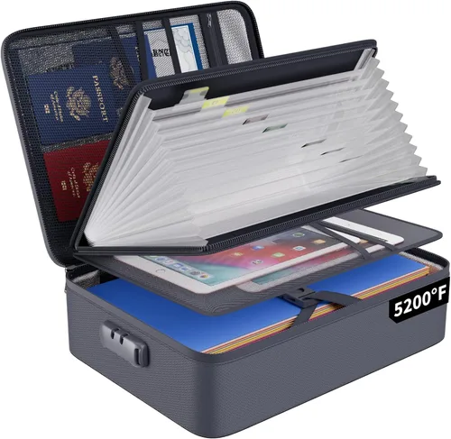 Vista 17 de ENGPOW Fireproof File Organizer Bag with 13 Pockets Accordion File Folder