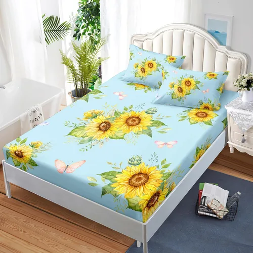 Vista 26 de Nttopship Sábanas y fundas de almohada florales bohemias, sábana bajera ajustable de microfibra suave, bolsillos profundos, decoración