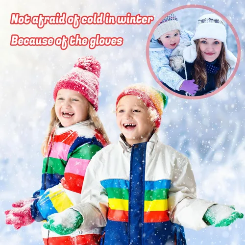 Vista 2 de Handepo Guantes para niños a granel de invierno de punto colorido elástico dedo completo guantes cálidos para personas sin hogar regalos de fiesta