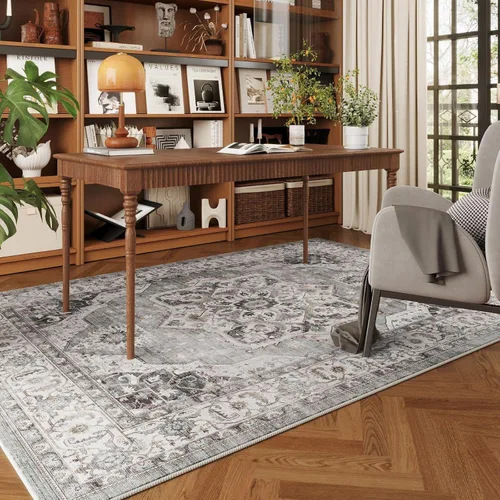 Vista 27 de Rugcomf Alfombra de Entrada de 2'x3' - Patrón Paisley, Tapete para Puerta de Entrada Interior, Floral Vintage, Lavable a Máquina, Alfombra