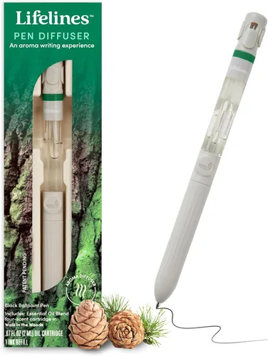 Vista 15 de Set de Difusor de Bolígrafo Lifelines, Escape Natural 3-Pack – Bolígrafos Esféricos Negros de 1mm con Mezclas de Aceites Esenciales Aromatizados