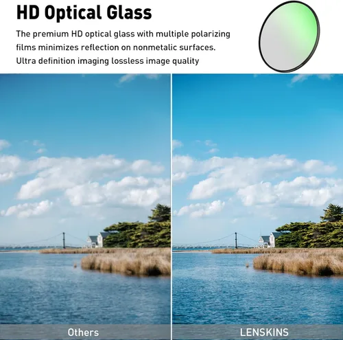 Vista 4 de Filtro polarizador circular CPL de 2.638 in para lentes de cámara, 16 capas multicapa nano revestido, ultra delgado, vidrio óptico alemán, sellado