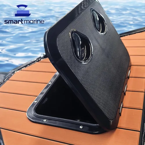Vista 4 de smartmarine Marine Deck Access Hatch 17.3“×12.4" Rectangle Boat Hatch & Lid,Boat Deck Hatch Lids Negro