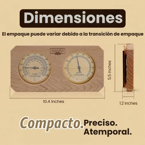 Vista 2 de Termómetro de sauna higrómetro - Medidor de temperatura y humedad