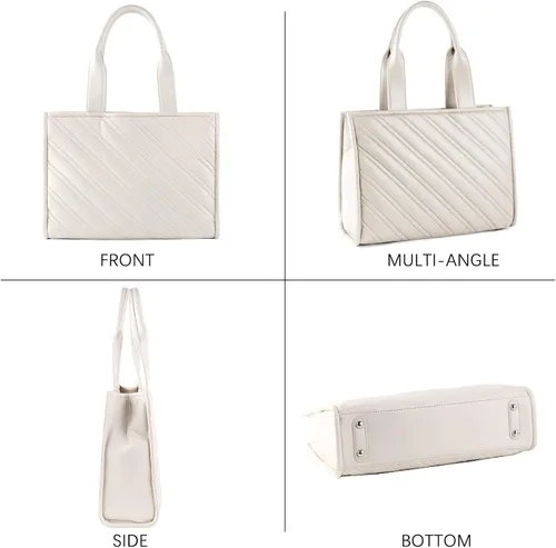 Vista 2 de LMKIDS Bolsa de mano acolchada para mujer, bolsa de hombro, asa superior, para trabajo, viajes