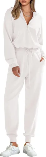 Vista 134 de PRETTYGARDEN Conjunto de suéter de 2 piezas para mujer, sudadera con cremallera, pantalones deportivos, ropa casual