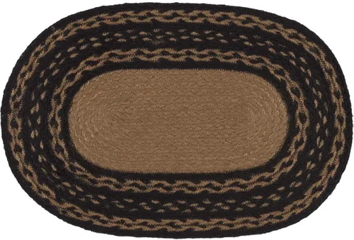 Vista 6 de VHC Brands Farmhouse Star - Juego de 6 manteles individuales ovalados con plantilla de yute texturizado primitivo, 12 x 18 pulgadas, color negro