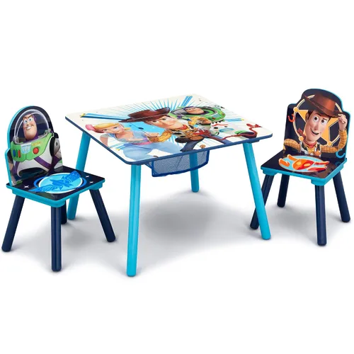 Vista 2 de Delta Children Juego de mesa y silla para niños con almacenamiento (2 sillas incluidas), ideal para artes y manualidades, merienda y Disney/Pixar