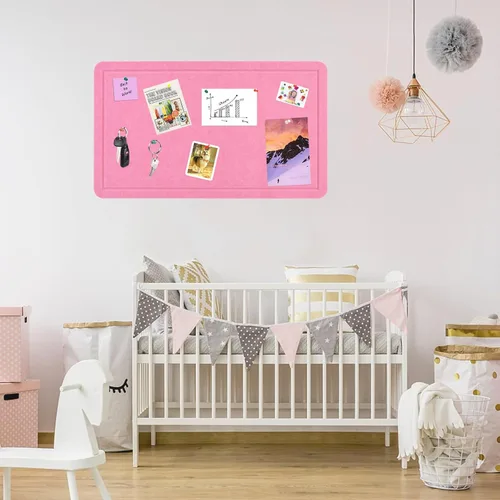 Vista 4 de Vuzvuv - Tablón de anuncios de corcho de visión grande de 28 x 16 pulgadas, color rosa para oficina en pared Compact Soft Felt Pin Board, 28x16in