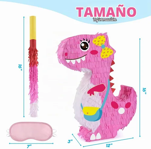 Vista 3 de Piñata de dinosaurio - Suministros de fiesta de cumpleaños de dinosaurios