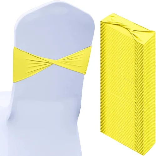 Vista 19 de Kinlop 50 Piezas Bandas de Spandex para Sillas Lazos Bandas para Sillas Bandas Deslizantes para Fundas Bandas Elásticas Lazos Sin Hebilla Azul