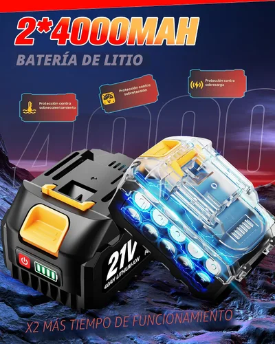 Vista 4 de Urjoai Llave de impacto inalámbrica - 590 pies-libra (800N.m) sin escobillas de 1/2 pulgada, pistola de impacto de alto par de 3300 RPM, 2