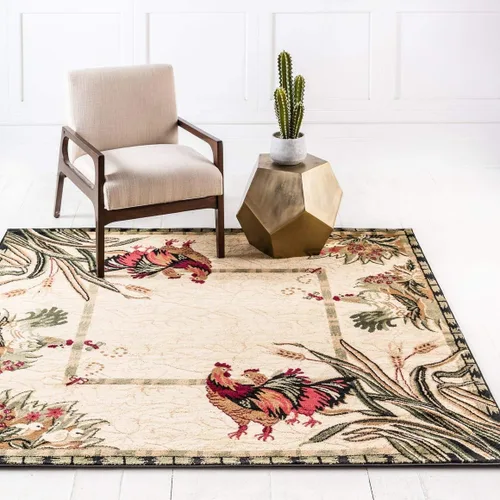 Vista 5 de Unique Loom Barnyard Collection - Alfombra de área de granja (2 pies x 3 pies 1 pulgada, rectangular, crema/negro)