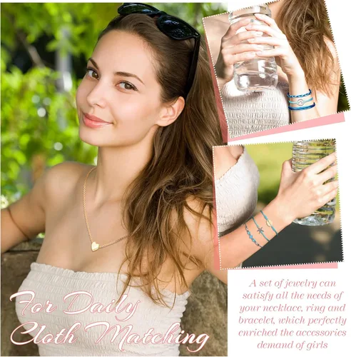 Vista 3 de 49 pulseras de amistad con ondas de surfista, gargantilla en capas, accesorios de clip cuadrado para el cabello para mujer