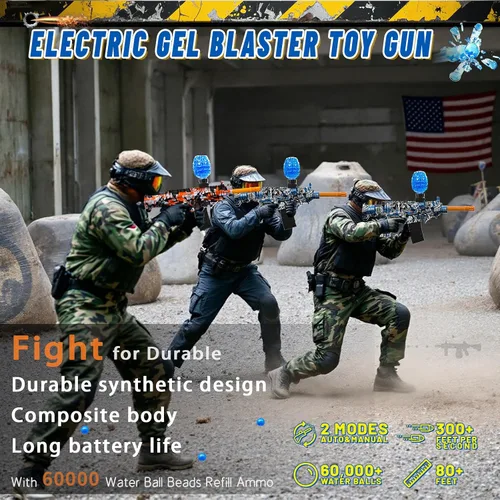 Vista 2 de Lanzadores eléctricos de bolas de gel, lanzadores automáticos de bolas de salpicaduras de alta velocidad con más de 80000 y gafas, juguetes