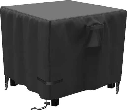 Vista 7 de Funda rectangular para mesa de fogata de gas propano de 44x28x24 pulgadas, impermeable de servicio pesado 600D, funda rectangular para chimenea