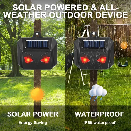 Vista 6 de Paquete de 4 repelentes solares nocturnos de animales con ojos de depredador, luces disuasorias impermeables para exteriores, para coyotes, ciervos