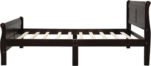 Vista 6 de Cama de plataforma individual, marco de cama de madera rústica de aspecto simple con cabecero y estribo para muebles de dormitorio o habitación