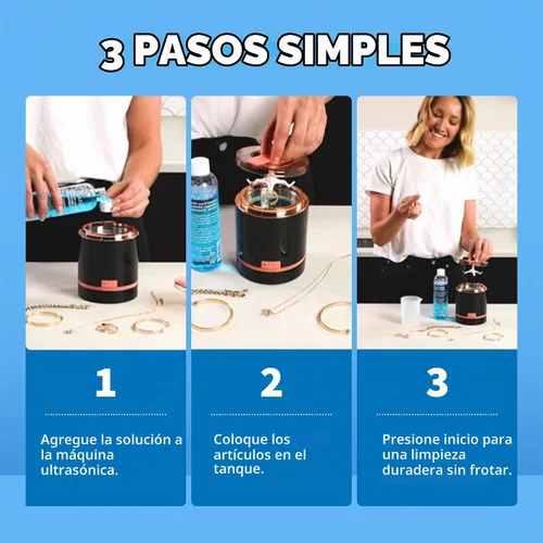 Vista 6 de iSonic solución concentrada ultrasónica para limpiar joyas/lentes., Azul, 1