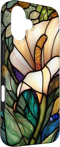 Vista 3 de iPhone 16 Calla Lily Stained Glass Case