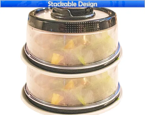 Vista 3 de Recipiente hermético universal para guardar alimentos, tapa de plato y tazón, cúpula para almacenamiento apilable, apto para microondas